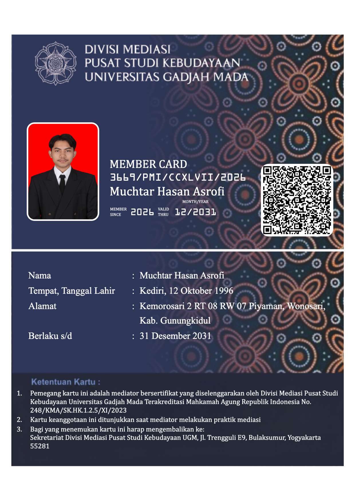 Kartu Tanda Anggota Mediator